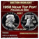 1958 Proof Franklin Half Dollar Near Top Pop! 50c