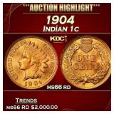 1904 Indian Cent . 1c ms66 rd SEGS