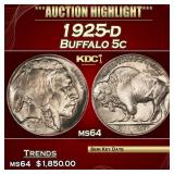 1925-d Buffalo Nickel 5c ms64 SEGS