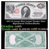 1917 $1 Large Size Legal Tender Note Grades Select
