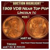 1909 VDB Lincoln Cent Near Top Pop! 1c ms67 rd SEG