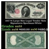 1917 $1 Large Size Legal Tender Note Grades Select
