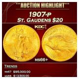 1907-p Gold St. Gaudens Double Eagle $20 ms66+ SEG