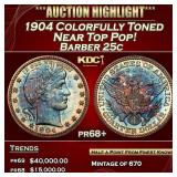 1904 Proof Barber Quarter Colorfully Toned Near To