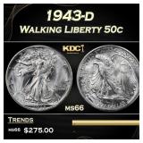 1943-d Walking Liberty Half Dollar 50c Grades ms66