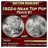 1922-d Peace Dollar Near Top Pop $1 ms67 SEGS