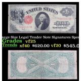 1917 $1 Large Size Legal Tender Note Grades vf+ Si