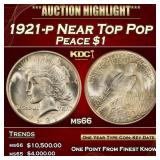 1921-p Peace Dollar Near Top Pop $1 Grades ms66