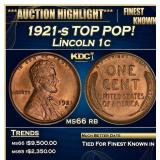 1921-s Lincoln Cent TOP POP! 1c ms66 rb SEGS