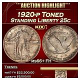 1920-p Standing Liberty Quarter Toned 25c ms66+ FH