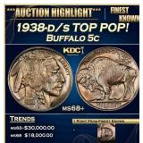 1938-d/s Buffalo Nickel TOP POP! 5c ms68+ SEGS