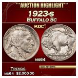 1923-s Buffalo Nickel 5c ms64 SEGS