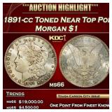 1891-cc Morgan Dollar Toned Near Top Pop $1 ms66 S