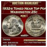 1932-s Washington Quarter Toned Near Top Pop 25c m
