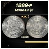 1889-p Morgan Dollar $1 Grades ms62+