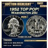 1952 Proof Washington Quarter TOP POP! 25c pr68 DC