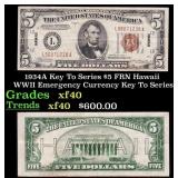 1934A $5 FRN Hawaii WWII Emergency Currency Key To