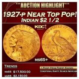 1927-p Gold Indian Quarter Eagle Near Top Pop! $2