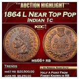 1864 L Indian Cent Near Top Pop 1c ms66+ rb SEGS