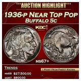 1936-p Buffalo Nickel Near Top Pop 5c ms67+ SEGS