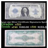 1923 $1 large size Silver Certificate Grades vf+ S