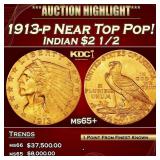 1913-p Gold Indian Quarter Eagle Near Top Pop! $2