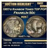 1957-d Franklin Half Dollar Rainbow Toned TOP POP!