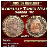 1892-p Barber Dime Colorfully Toned Near Top Pop 1