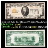 1928 $20 Gold Certificate FR-2402 Woods/Mellon Gra