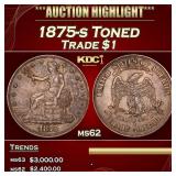 1875-s Trade Dollar Toned $1 ms62 USCG
