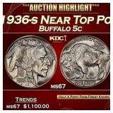 1936-s Buffalo Nickel Near Top Pop 5c ms67 SEGS