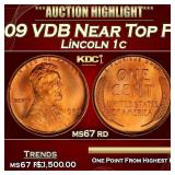 1909 VDB Lincoln Cent Near Top Pop! 1c ms67 rd SEG