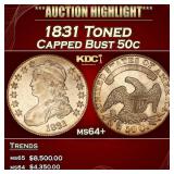 1831 Capped Bust Half Dollar Toned 50c ms64+ SEGS