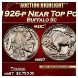 1926-p Buffalo Nickel Near Top Pop 5c ms67 SEGS