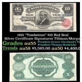1891 $10 Red Seal Silver Certificate "Tombstone" G