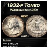 1932-p Washington Quarter Toned 25c ms65+ SEGS