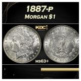 1887-p Morgan Dollar $1 Grades ms63+