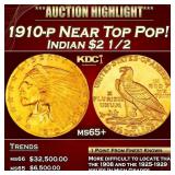 1910-p Gold Indian Quarter Eagle Near Top Pop! $2