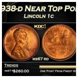 1938-d Lincoln Cent Near Top Pop 1c ms67 rd SEGS