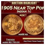 1905 Indian Cent Near Top Pop! 1c ms66 rd SEGS