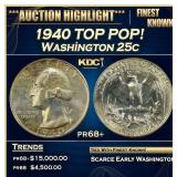 1940 Proof Washington Quarter TOP POP! 25c pr68+ S