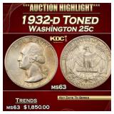 1932-d Washington Quarter Toned 25c ms63 USCG