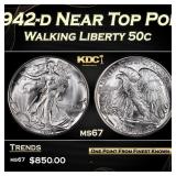 1942-d Walking Liberty Half Dollar Near Top Pop 50