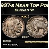 1937-s Buffalo Nickel Near Top Pop 5c ms67 SEGS