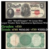 1907 $5 Large Size Legal Tender Note "WoodChopper"