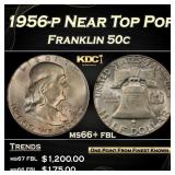 1956-p Franklin Half Dollar Near Top Pop 50c ms66+