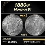 1880-p Morgan Dollar $1 Grades ms65