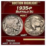 1935-p Buffalo Nickel 5c ms67 SEGS