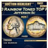 1950 Proof Jefferson Nickel Rainbow Toned TOP POP!