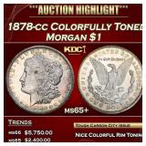 1878-cc Morgan Dollar Colorfully Toned $1 ms65+ SE